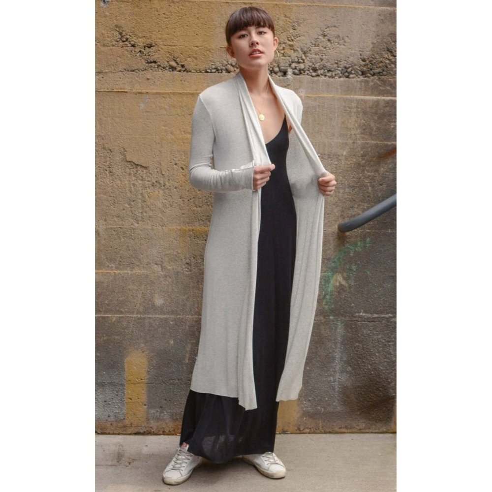Beautiful People sz. S Cardigan Duster Jersey Knit Ribbed Knit Sleeves Sweater